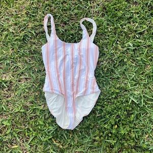 [Dippin’ Daisy’s] Pink/White Striped One Piece Swim Suit - Size Small